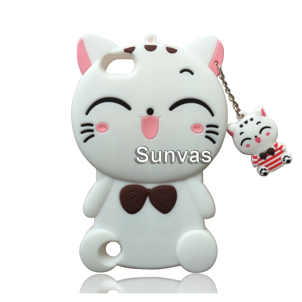 Для iPhone 4, 4S, 5, 5S, 5C, SE, 6, 6 s, 7, 8 X Plus, 3D Мягкий силиконовый чехол с милым единорогом, мультяшная задняя крышка, кожаный чехол для телефона, Fundas Coque - Цвет: White Lucky Cat