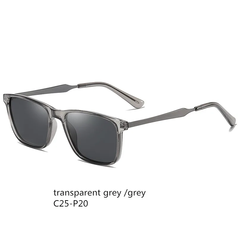 transparent grey Поляризационные солнечные очки roupai для мужчин, фирменный дизайн, винтажные, uv400, для вождения, желтые, для ночного видения, солнцезащитные очки, gafas de sol hombre, черные - Цвет линз: transparent grey