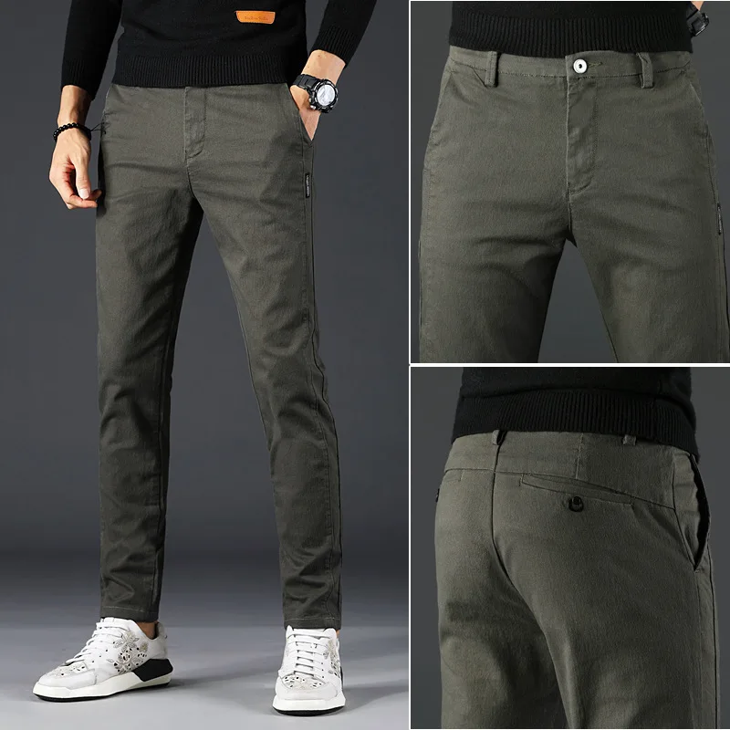 Pantalones informales ajustados de algodón para hombre, ropa de marca, de talla grande, 28 a 38, primavera, verano y otoño, 2020