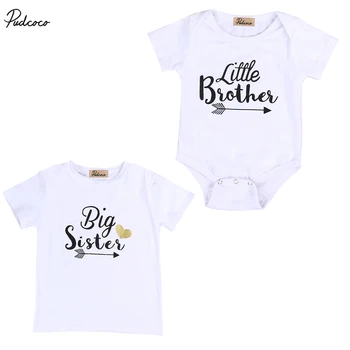 

Family Brother Sister Matching Clothing Toddler Kids Baby Boys Bro Bodysuit Girls Sister T-shirt Tops Outfits Clothing