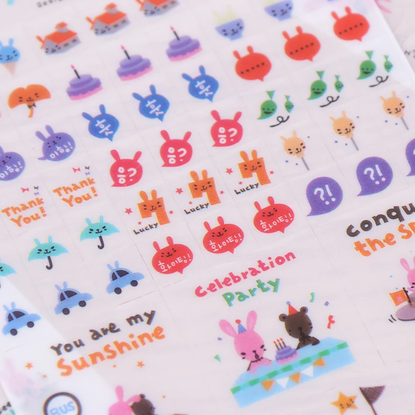 

6 Sheets/Pack Cute Moon Rabbit Sticker Decorative Diary Planner Sticky Notes DIY Office Stationery Sticker for Kid Gift