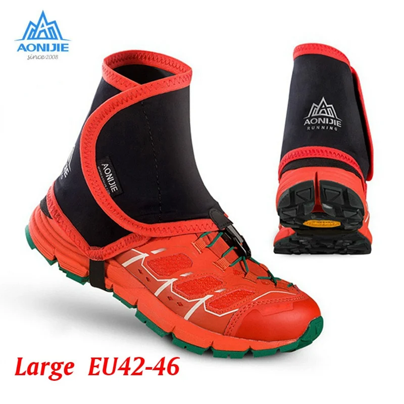 Red L Size E940 E941 Low Trail Running Gaiters Protective Wrap Shoe Covers Pair for Men Women Outdoor Prevent Sand Stone