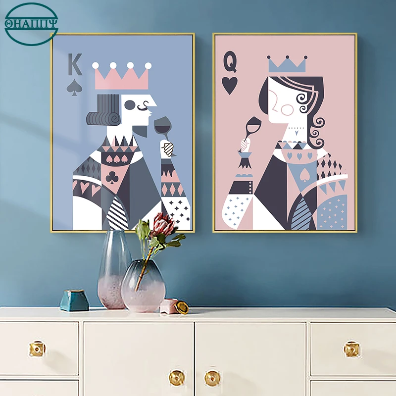 

King And Queen Canvas Paintings Modern Poster Pictures for Living Room Home Decorative No Frame