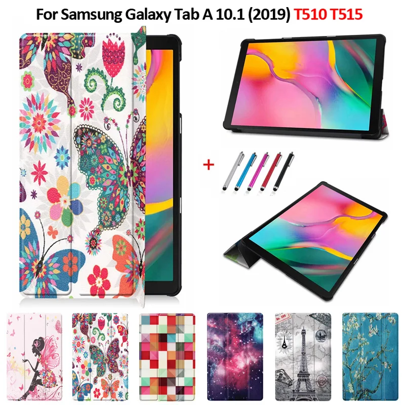 

Case For Samsung Tab A 10.1 2019 Case Fashion Paint Flip PU Tablet Cover For Samsung Tab A 10.1 2019 Cases SM-T510 T515 10.1''