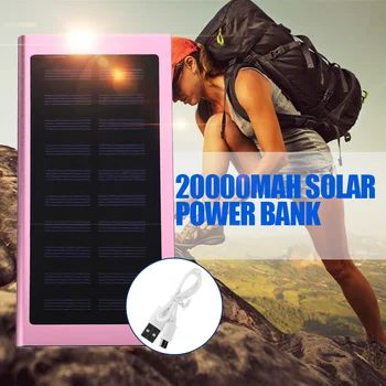 

20000mAh Solar Panel Bank External Battery Dual USB Powerbank Portable Mobile Phone Charger for IPhone X 11 Xiaomi Quick Charge