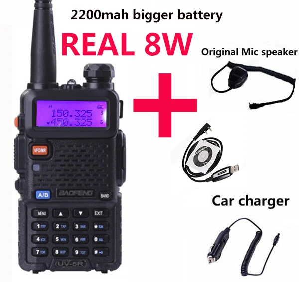 baufeng uv5r uv 5r+ 2200mah uv 5r baofeng 8w midland talkie-walkie 10 км 5 км walki taki vhf uhf портативный west ham cb радио - Цвет: add all