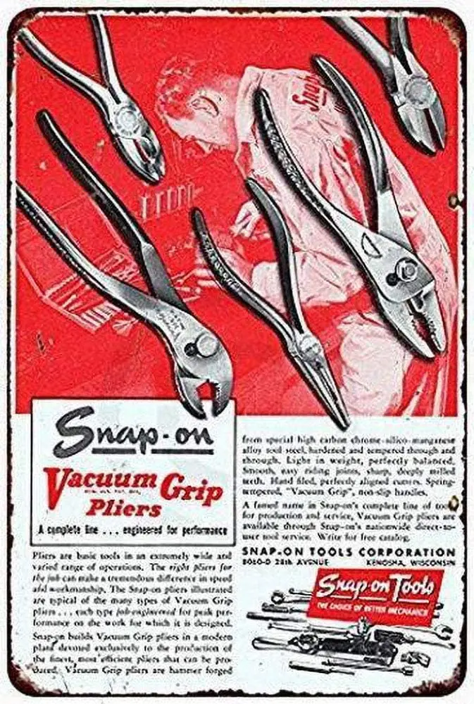 

NOT On Vacuum Grip Pliers Mechanic Tools Tin Retro Sign Vintage Metal Poster Plaque Warning Signs Iron Art Hanging Wall