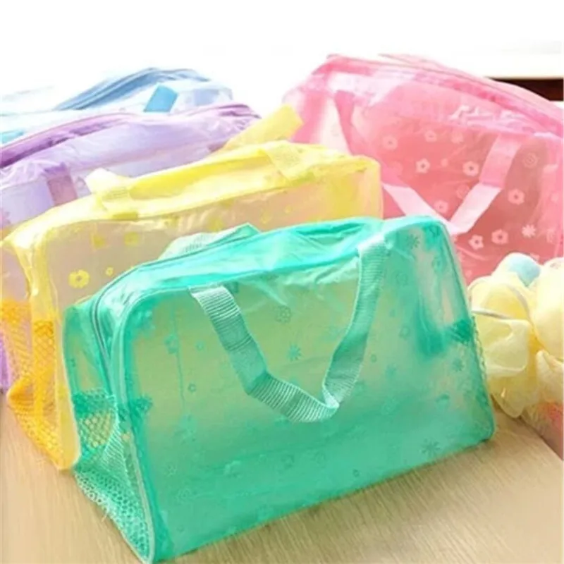 Cosmetic Storage Bag 5 color waterproof PVC Women Transparent Organizer for Makeup Pouch Compression Travelling Bath