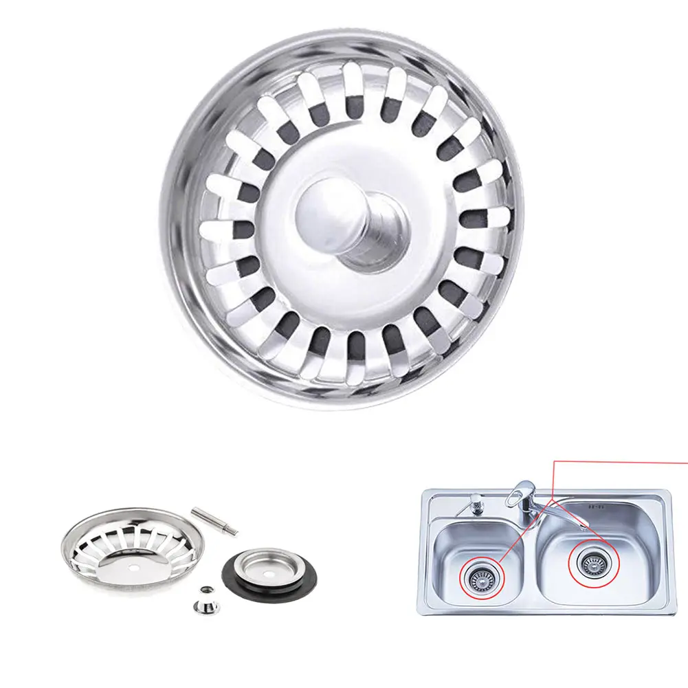 Kitchen Sink Strainer Stopper Stainless Steel Waste Plug Sink Filter Bathroom Hair Catcher Drains Strainers Kitchen Accessories sink filter sink strainer washbasin plug plug stopper