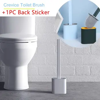

1PC Silicone WC Toilet Brush Wall-mounted Flat-head Flexible Soft Brush Fast Drying Holder 1pc Back Stick Bathroom Accessories