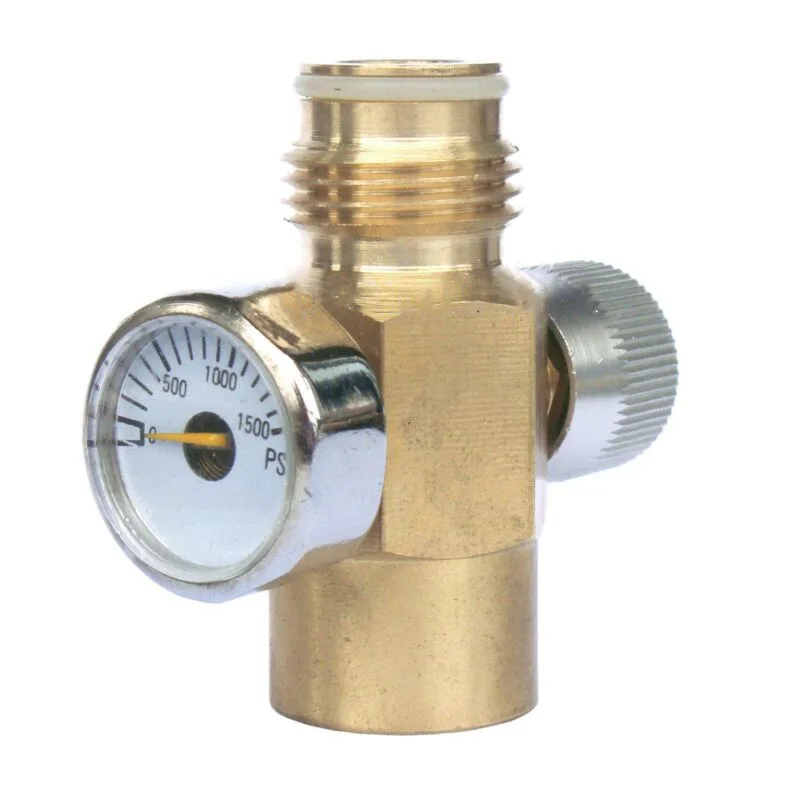 

1 Pcs Durable Brass Inner Thread CO2 Tank On/Off Valve With 1500 Psi Gauge Switch Valve Brass