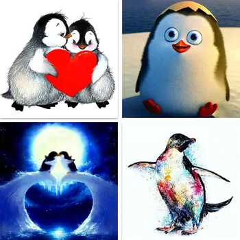 

Full Round Square Diamond 5D DIY Diamond Painting Couple Penguins 3D Embroidery Cartoon Cross Stitch Mosaic Home Decor Gift V74