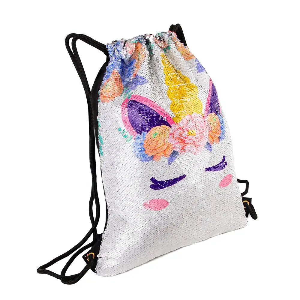 Сумка на шнурке с блестками, рюкзак с изображением единорога, сумка с изображением единорога для девочки, дорожная сумка на шнурке, женская сумка на плечо для дня рождения