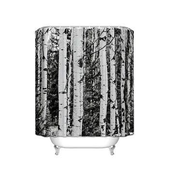 

Durable Shower Curtain-Birch Waterproof Bathroom Fabric Shower Curtains, Bathroom Decor with Hooks