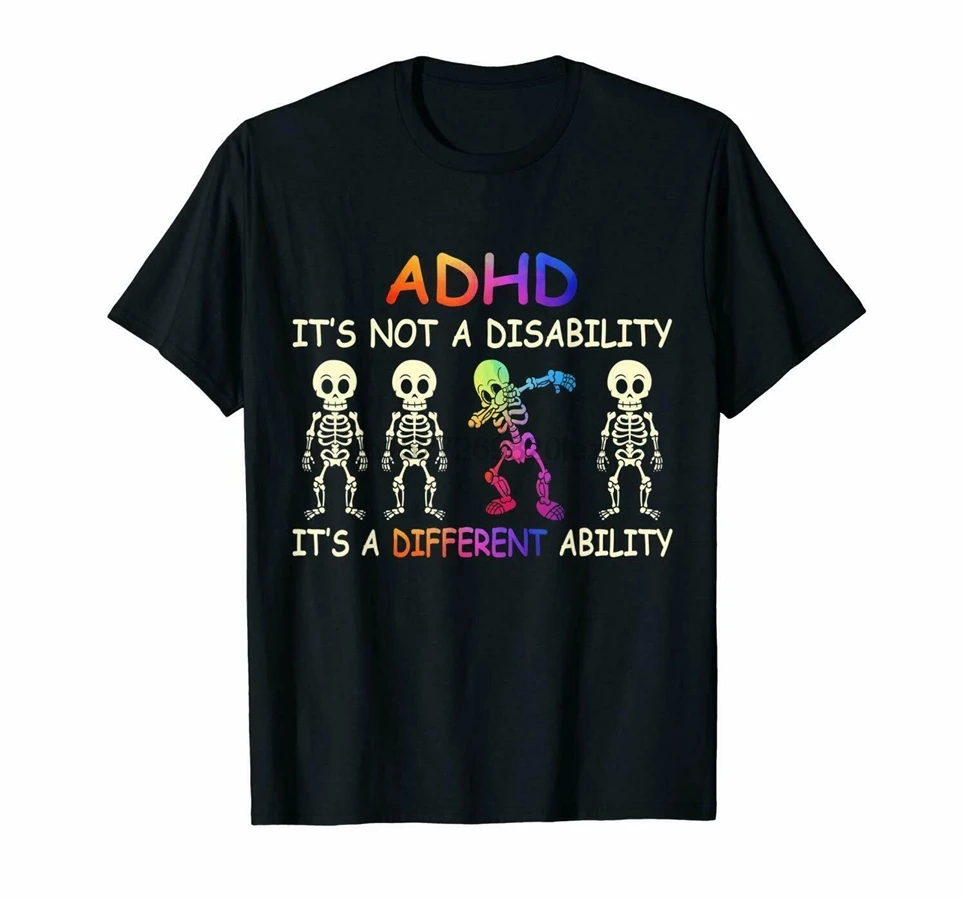 Черная футболка с надписью Adhd it Not A abilitation S-3Xl графическая на заказ | Мужская
