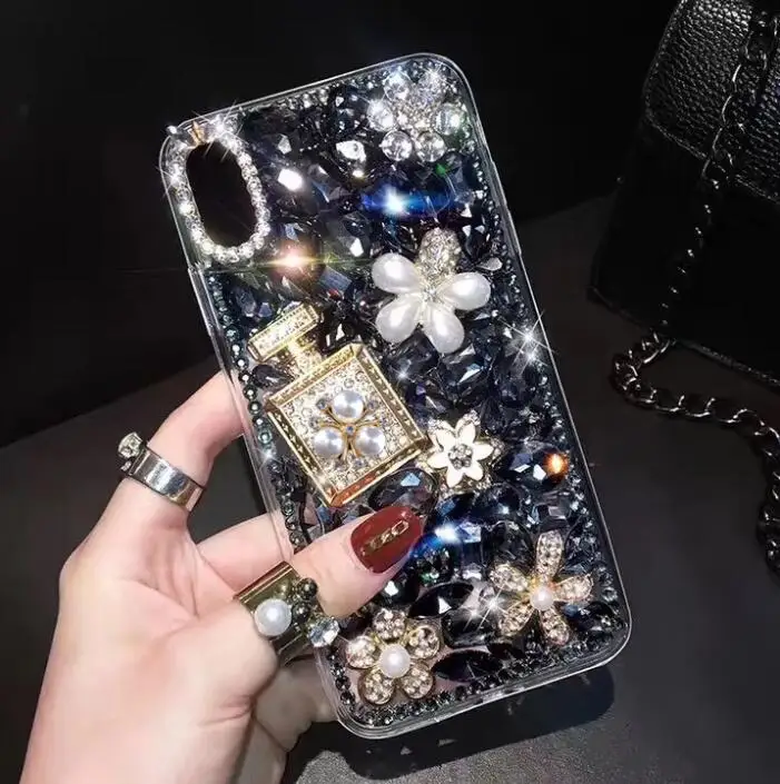 

Bling Luxury Diamond Perfume Bottle Phone Case For Xiaomi Redmi5 6 4X 4A 5A 6A Note4 5 6 7 Pro Note Pearl Flower Soft Shell Capa