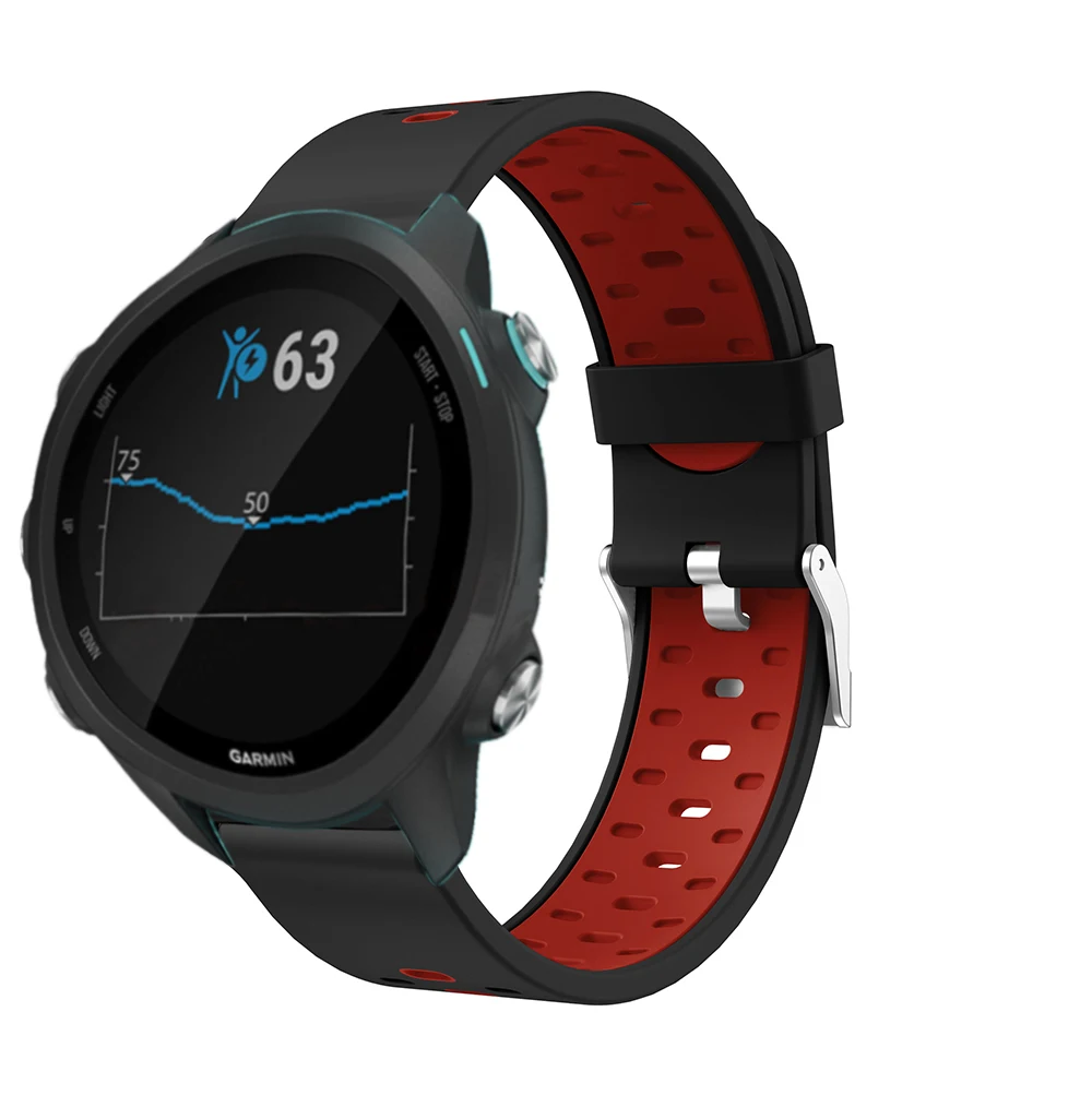 Ремешок силиконовый 20 мм для смарт часов Garmin Forerunner 245 245M 645 сменный спортивный