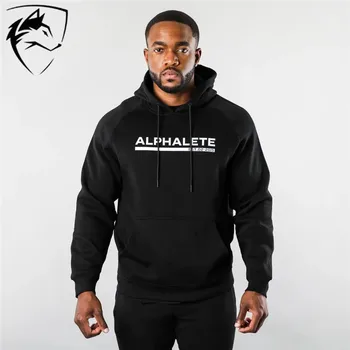 

ALPHALETE Brand Winter Embroidery Fitness Men's Gyms Hooded Sweatshirt New Autumn Bodybuilding Long Sleeve Hoodies Clothes