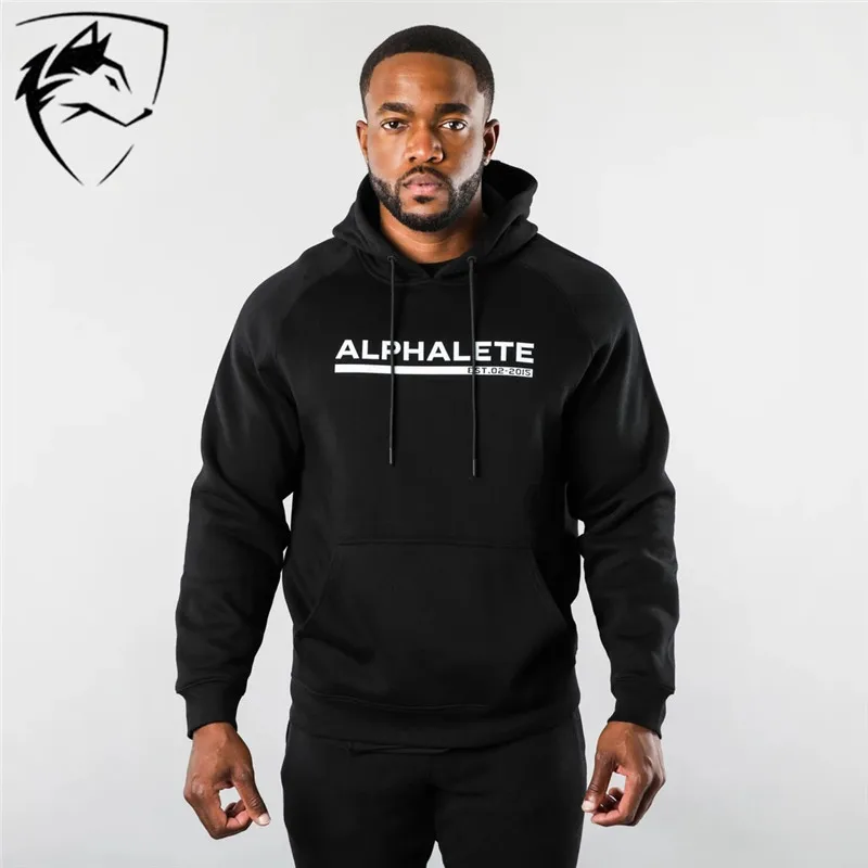 ALPHALETE бренд зима вышивка фитнес мужские тренажерные залы с капюшоном Толстовка