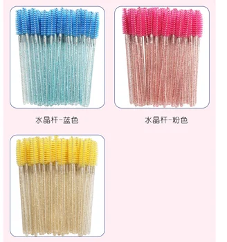 

2020 High Quality Disposable 50 Sticks/Box Crystal Eyelash Makeup Brush Diamond Handle Mascara Stick Eyelash Extension Tool