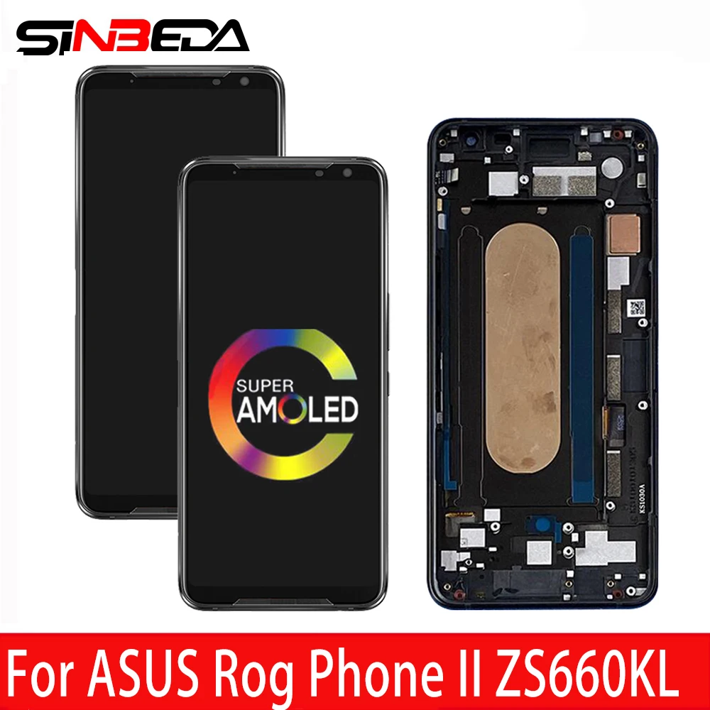 Сменный сенсорный ЖК экран AMOLED для ASUS ROG Phone II ZS660KL 6 59 дюйма|Экраны мобильных