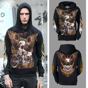 

Men's motorcycle long sleeve Full-Zip Hoodie Sportswear biker life clothing