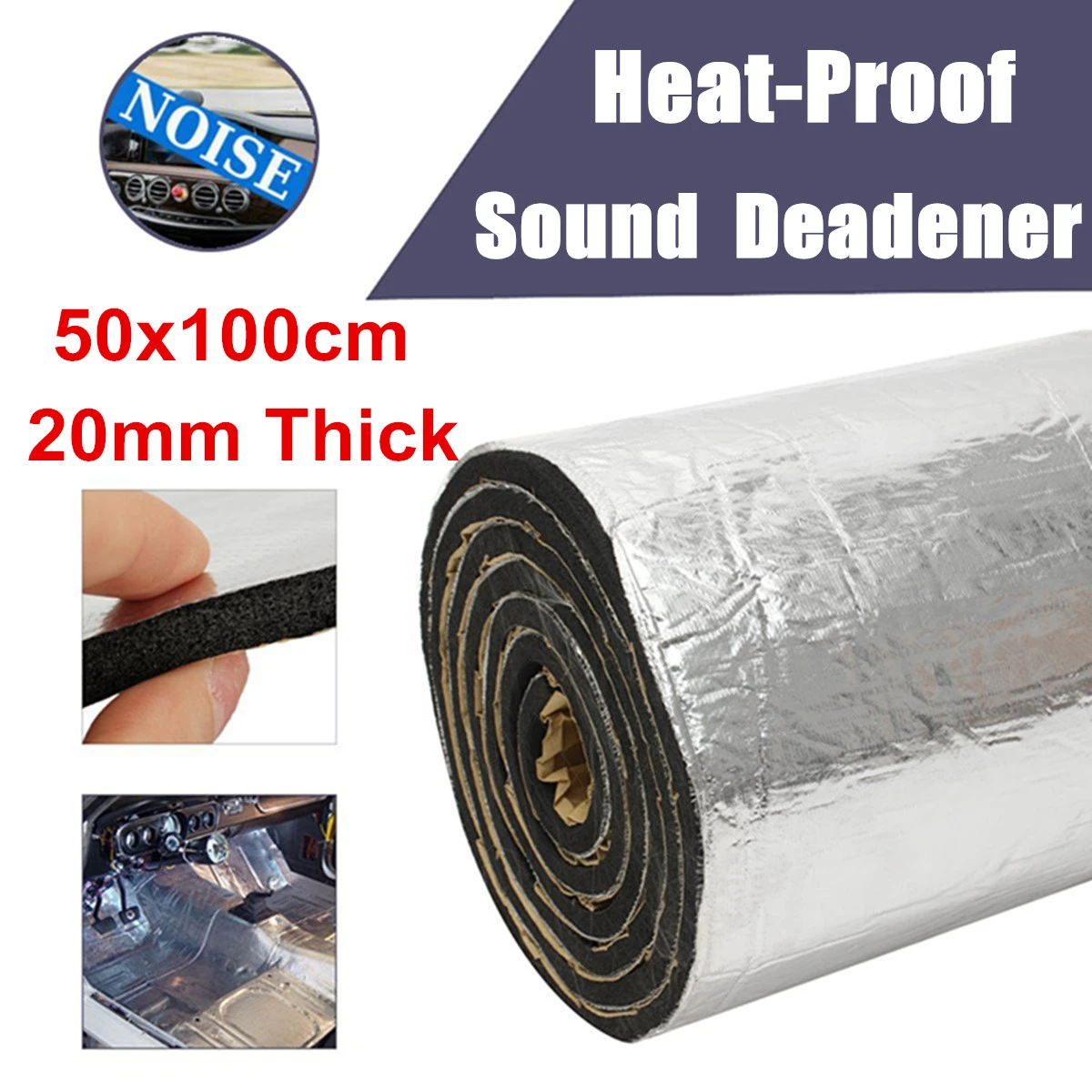 50x100cm Car Sound Proofing Deadening Closed Shield Foam Insulation Heat Mat