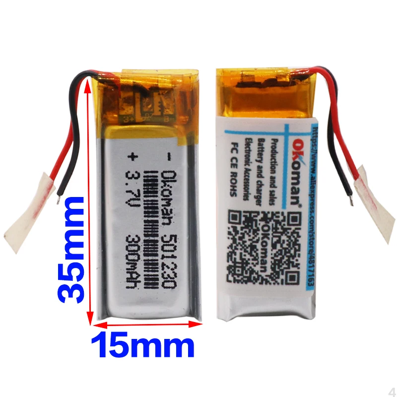 3,7 V 300mAh 501230 полимерный перезаряжаемый литий-полимерный аккумулятор для мобильных bluetooth-динамик для наушников MP3MP4