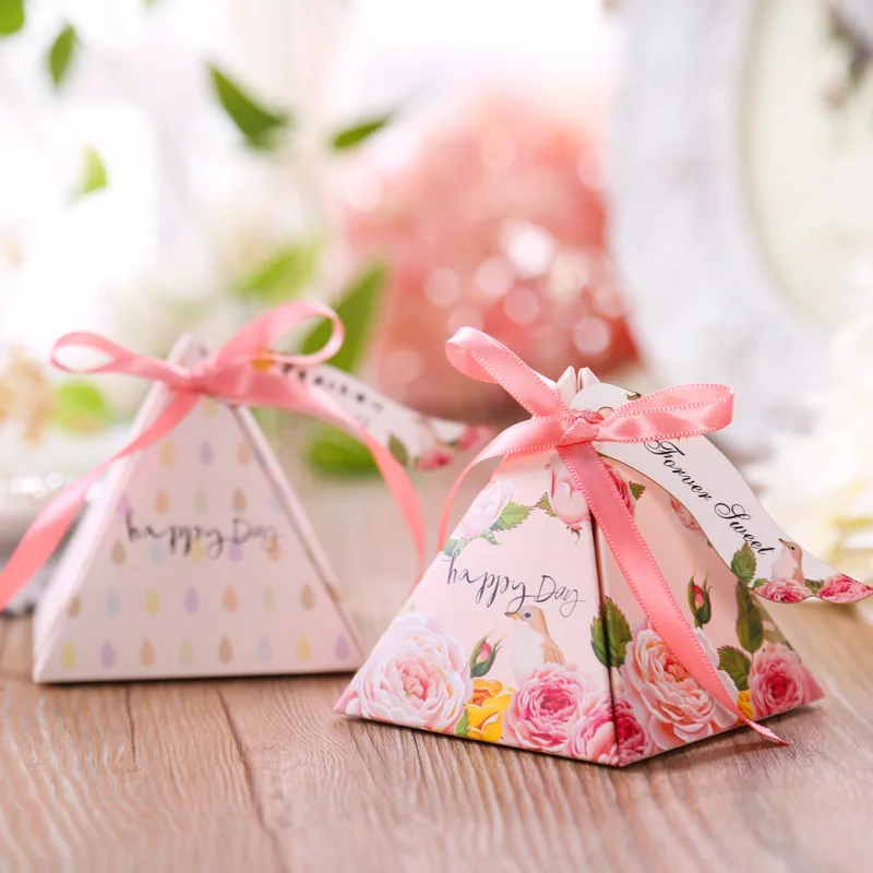 Floral Pyramid Candy Favour Box Wedding Reception Boxes Favor Gift Treat Bags AU 