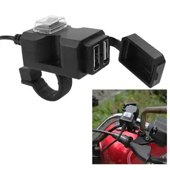 

Motorcycle Handlebar Charger Dual Usb Port Adapter With Waterproof Cover Usb Charger For Phone GPS Motorcycle Accessories