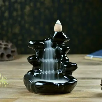 

Backflow Incense Burner Ceramic Aromatherapy Furnace Aromatic Incense Road Crafts Tower Incense Holder for Home Office