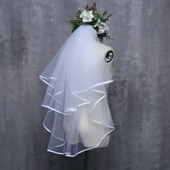 

Two Layer 2019 Simple Short Wedding Veils with Comb Cheap White Ivory Bridal Veils for Bride for Mariage Wedding Accessories