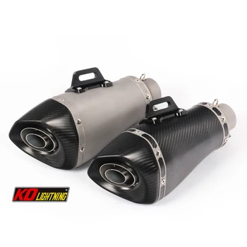 51mm Universal Motorcycle Exhaust Vent Pipe With Muffler 315mm Stainless Steel And Carbon Fiber For ATV Street Bike