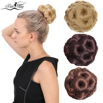 

XUANGUANG Curly donut chignon rubber band to wear high temperature fiber synthesis chignon black brown red
