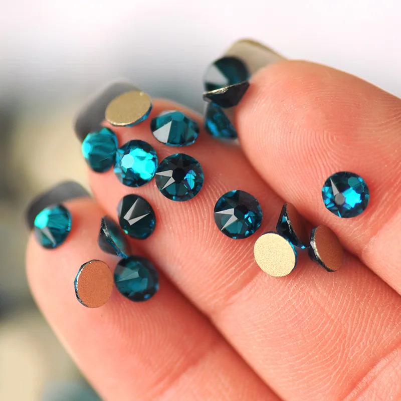 

2088 Cut Blue Zircon Non Hotfix DIY Rhinestones Sewing&Fabric Garment Strass 16 Facets Glue On Nail Art Glass Diamond Stones