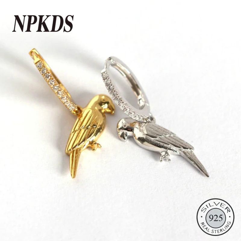

925 Sterling Silver Parrot Drop Earrings Mosaic Zircon 2019 New Trendy Animal Earrings for Women Elegant 925 Fashionable Jewelry