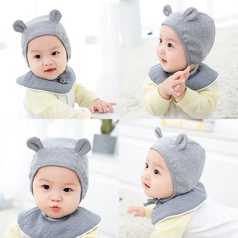 Newborn Baby Hat Ears Warmer Cotton Beanie For Infant Boys Girls Winter Autumn Toddlers Cute Adjustable Beanies Hats Kids Bonnet | Детская