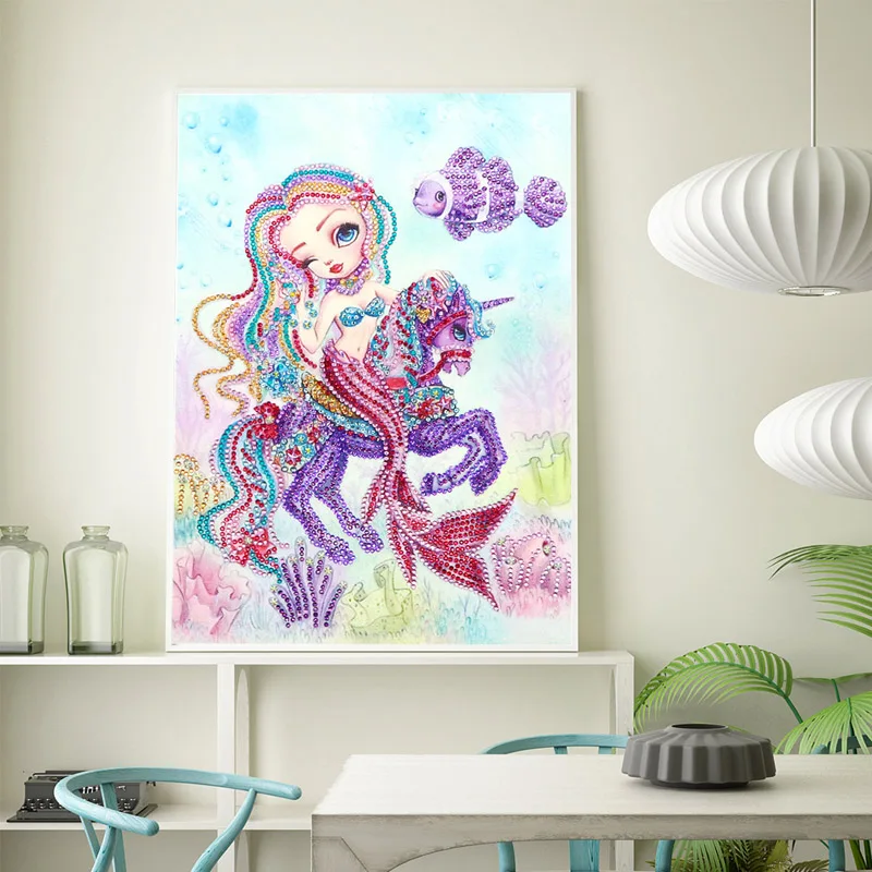 RUBOS DIY 5D Diamond Painting Mermaid Unicorn Cartoon Diamond Embroidery Mosaic Big Bead Pictures Rhinestone Sale Wall Beadwork (3)