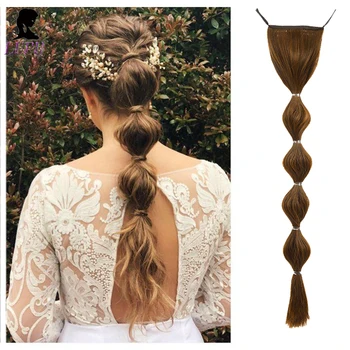 

LUPU Bubble Lantern Shape Hair Hairstyle Braids Cute Hip Hop Ponytail for Girls Synthetic Fiber Drawstring black brown
