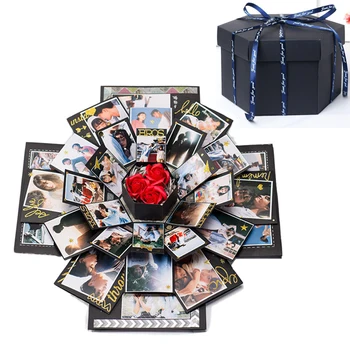 

Hexagon Surprise Explosion Box DIY Handmade Scrapbook Photo Album Box with Photo Valentine's Day Wedding Christmas Gift