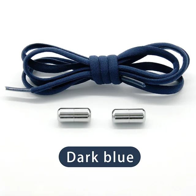 Elastic No Tie Shoelaces Semicircle Shoe Laces For Kids and Adult Shoelace for Sneakers Quick Lazy Metal Lock Laces Shoe Strings Dark blue