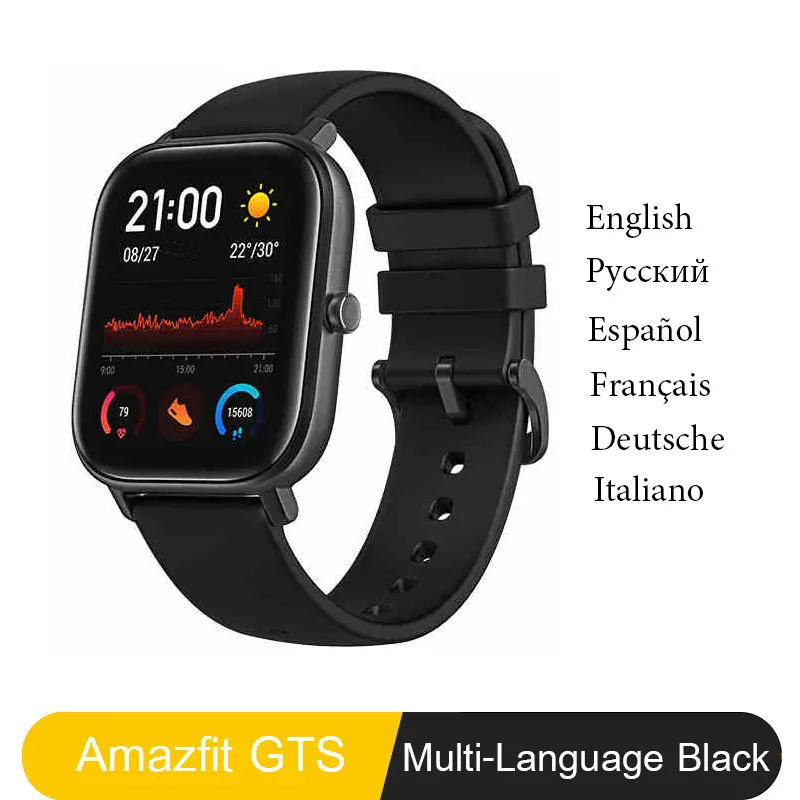 Оригинальная глобальная версия Amazfit GTS Xiaomi Huami Smartwatch gps профессиональный водонепроницаемый 12 спортивных режимов сердечного ритма Android iOS - Цвет: Meteorite Black.