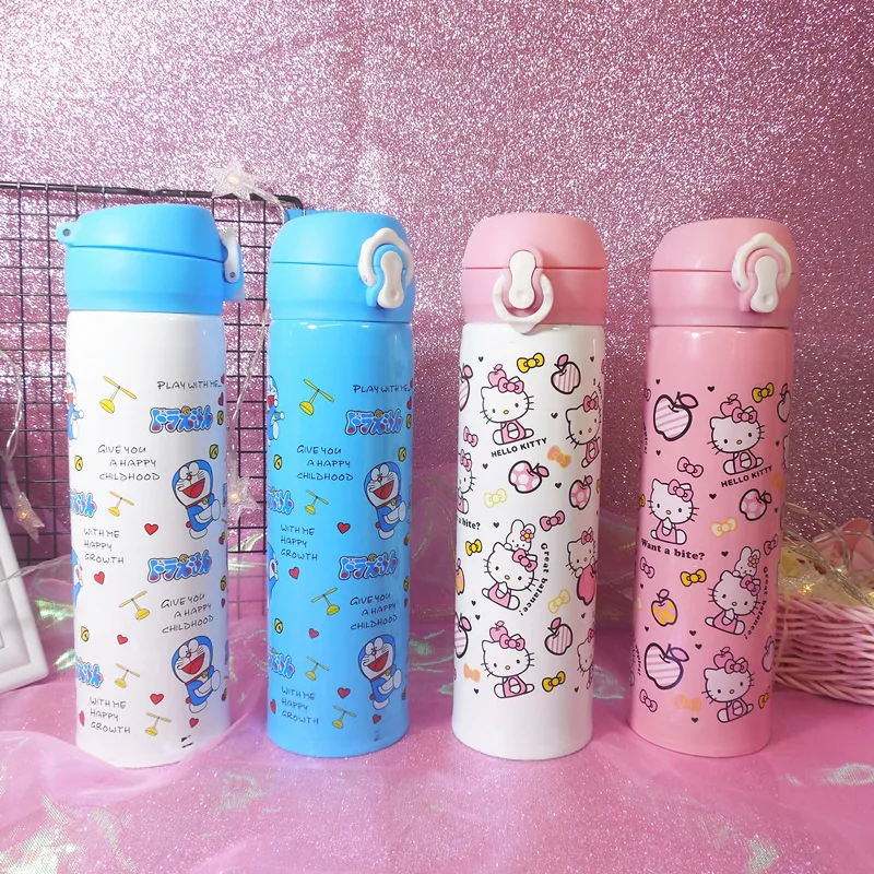 

Cute KT Cat Insulated Cup Portable Students Stainless Steel Cartoon Bounce Cup Lid Men And Women Children Portable Portable Bott