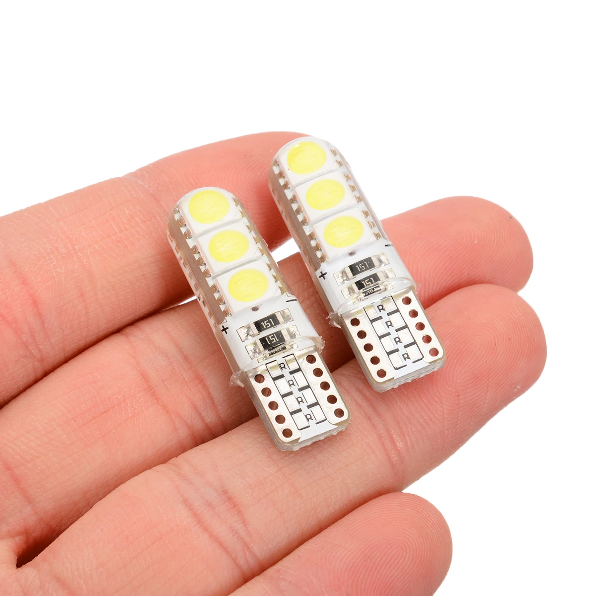 Mayitr 2pcs 12V T10 5050 6LED Turn Signal Silicone Lamp High Brightness Car Backup Tail Corner Parking Light Bulb