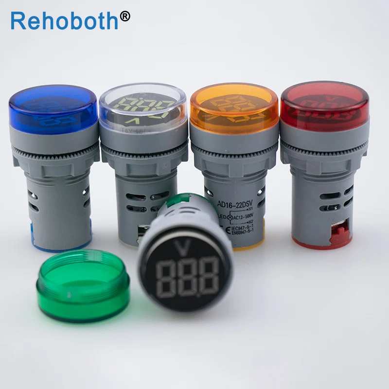 

1pcs 22MM AC12-500V LED Voltmeter voltage meter indicator pilot light Red Yellow Green white Blue