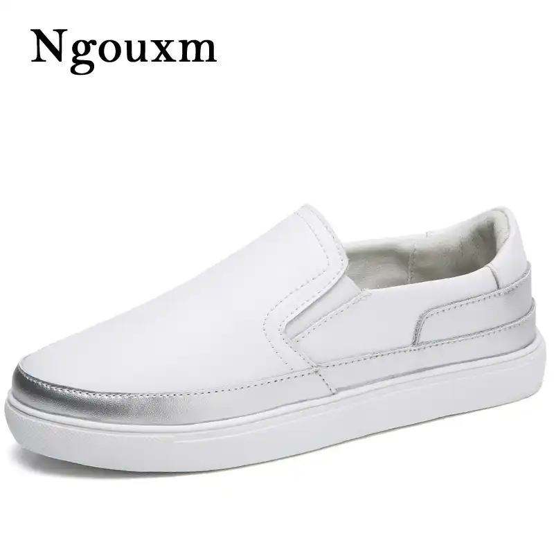 white leather slip on shoes womens