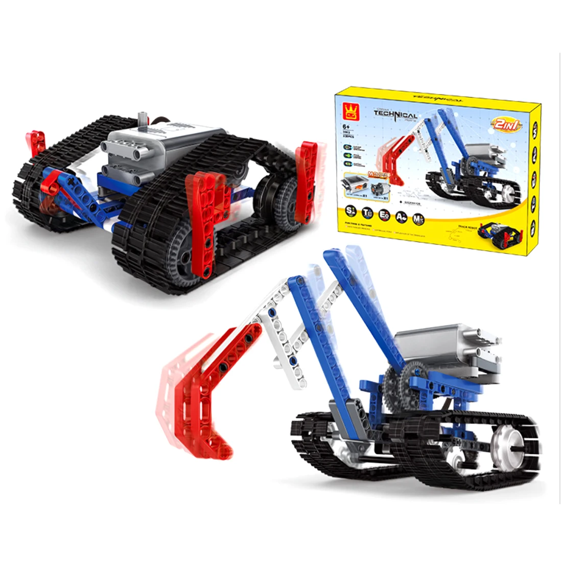 

339Pcs 2-In-1 Power Machinery Electric Building Blocks DIY Excavator Crawler Robot Bricks