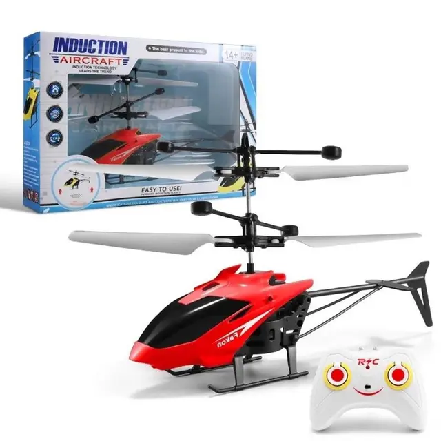 Flying Mini Guide Airplane Remote Control Airplane Helicopter Children Plastic Flashing Light Red Toy 1