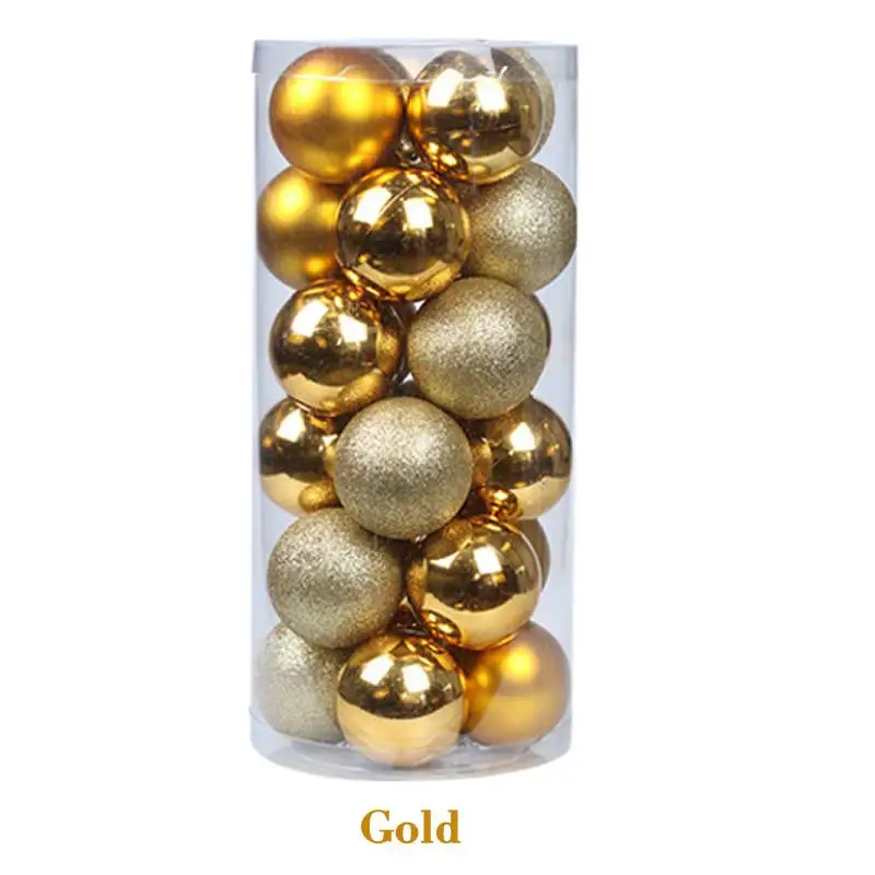 Новогоднее украшение шары наборы Рождественская елка кулон 3/4/6/8/10 см красочные Пластик покрытые золотом 20 штук 24 шт./упак - Цвет: Gold