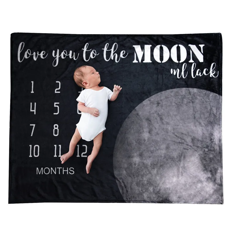

Infant Baby Milestone Flannel Blanket 100x75cm Astronomical Space Pattern Newborn Photography Prop Bath Towel Baby Play Mat